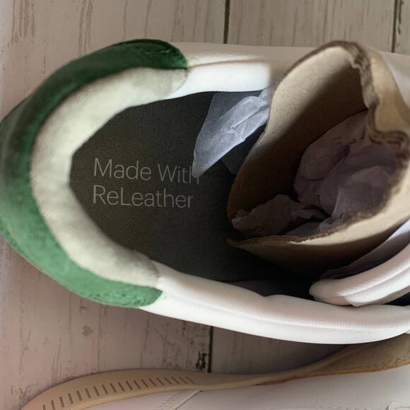 NEW Everlane The Releather Court Tennis Shoes Sneakers in White/Green/Tan - Picture 6 of 8